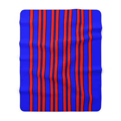 Blue, Red Retro Stripes Blanket Throw