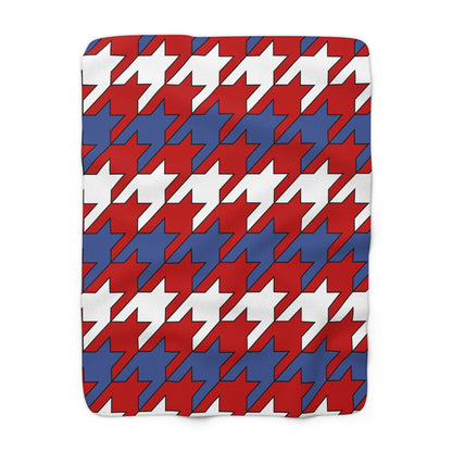Democratic Peoples Republic Of Korea Retro Houndstooth Blanket Throw