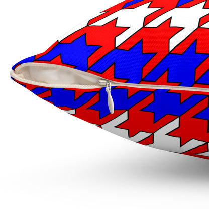 Red, White, Blue Retro Houndstooth Cushion Pillow