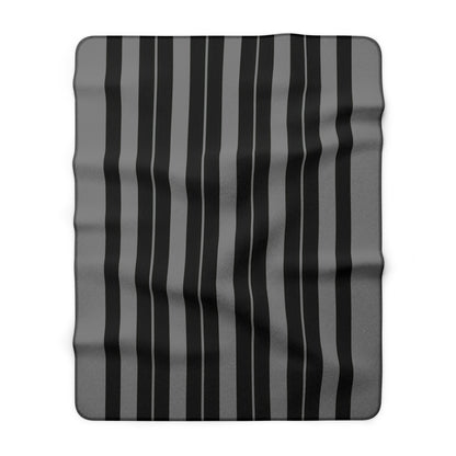 Grey, Black Retro Stripes Blanket Throw