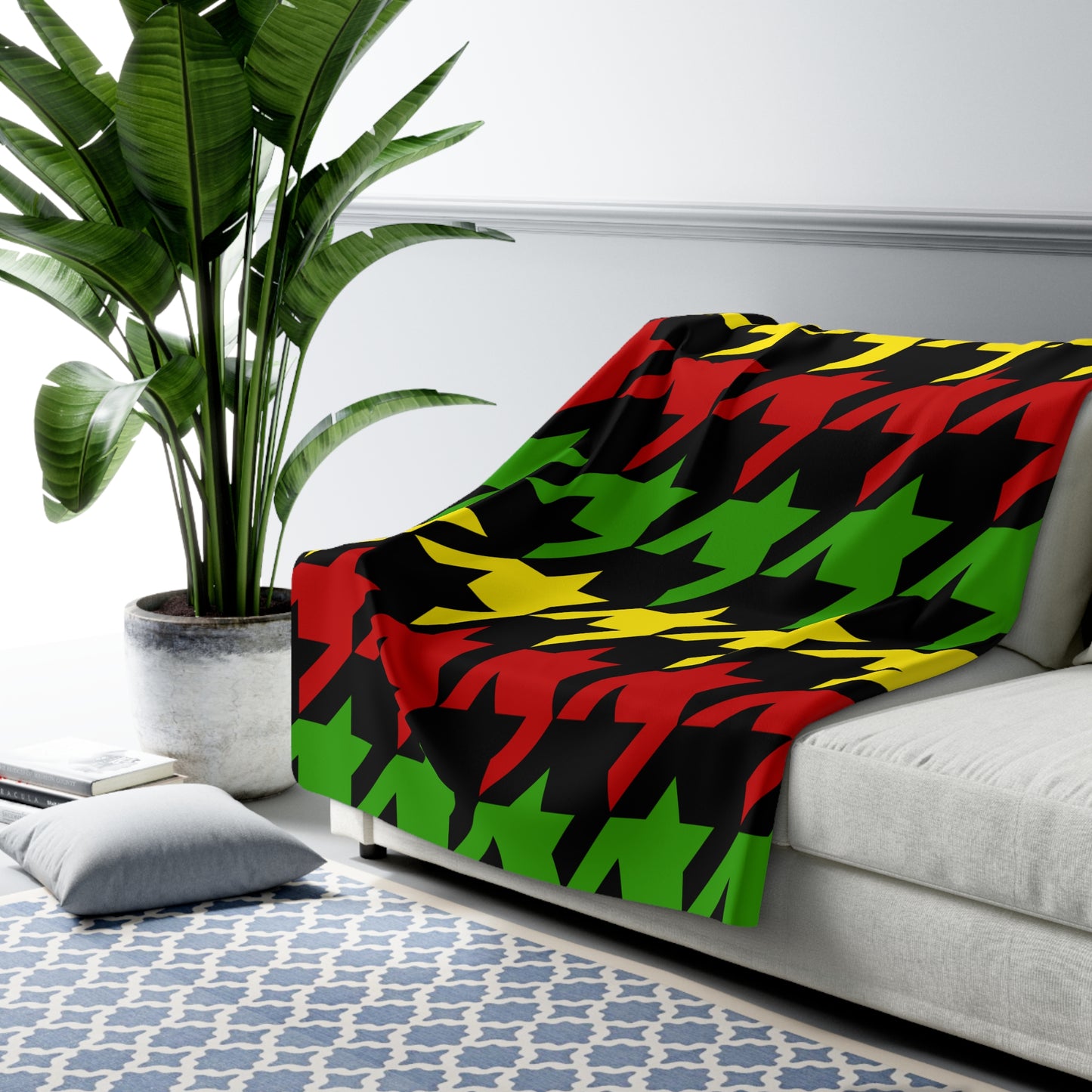 Saint Kitts And Nevis Retro Houndstooth Blanket Throw