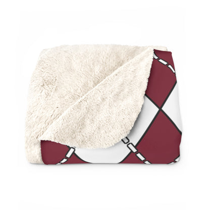 Claret, White Retro Argyle Blanket Throw