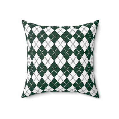 Dark Green, White Retro Argyle Cushion Pillow