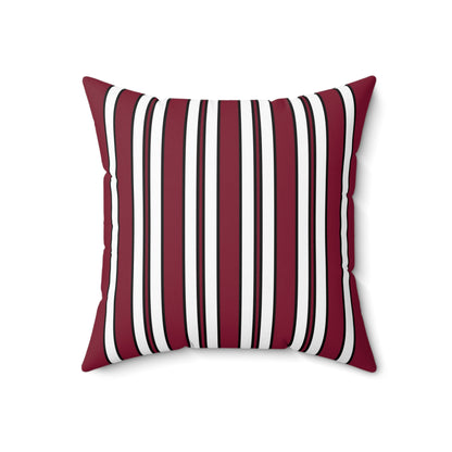Claret, White Retro Stripes Cushion Pillow