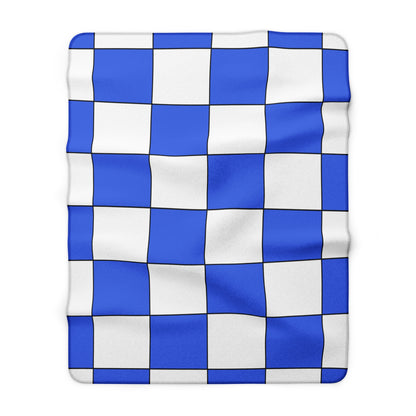 Royal Blue, White Retro Check Blanket Throw