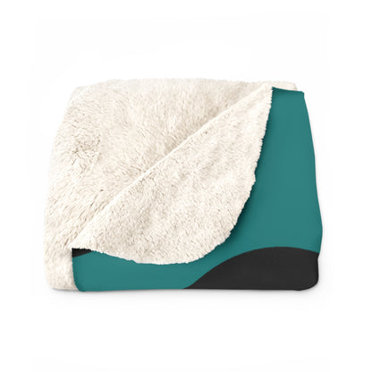 Teal, Black Retro Polka Dots Blanket Throw