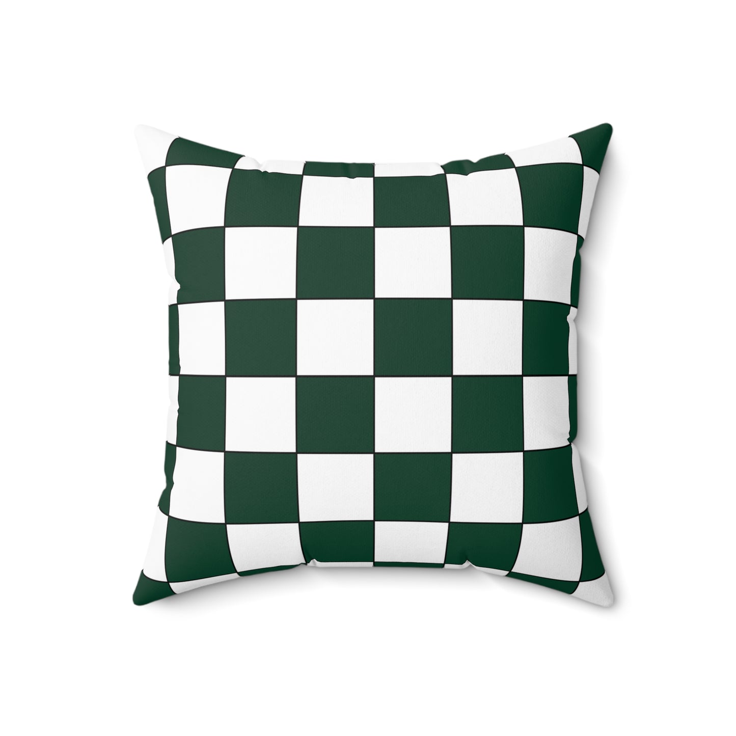 Dark Green, White Retro Check Cushion Pillow