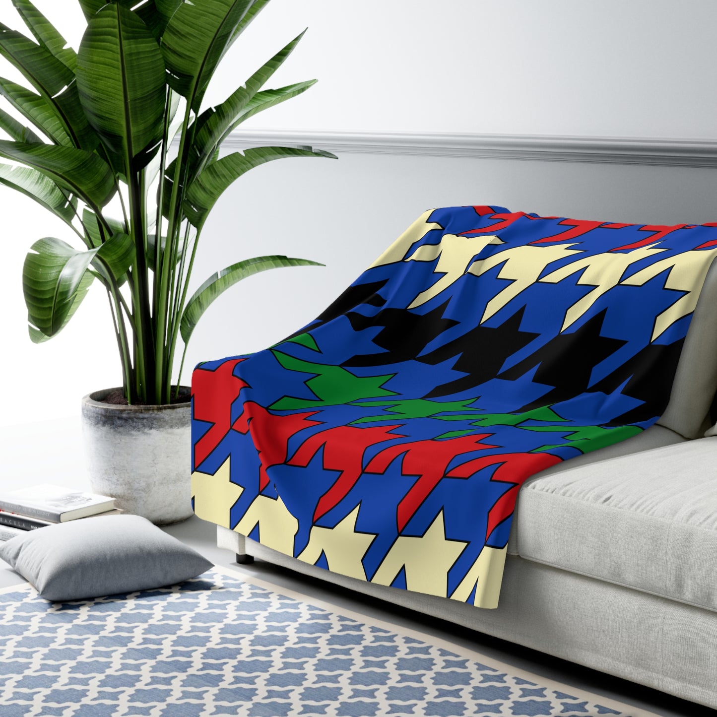 South Sudan Retro Houndstooth Blanket Throw