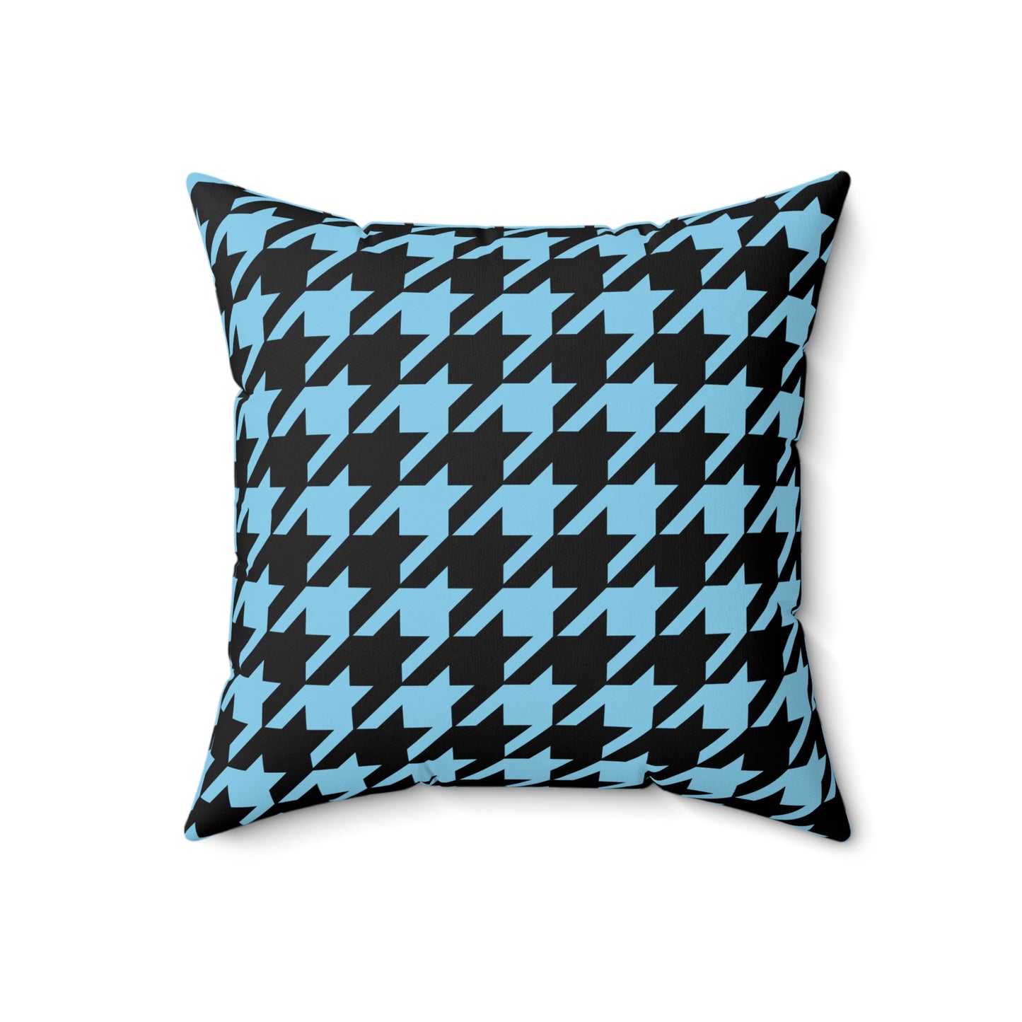 Sky Blue, Black Retro Houndstooth Cushion Pillow