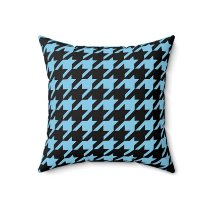 Sky Blue, Black Retro Houndstooth Cushion Pillow