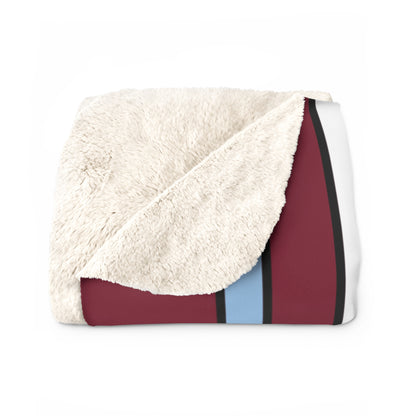 Claret, Blue, White Retro Stripe Blanket Throw