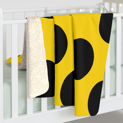 Gold, Black Retro Polka Dots Blanket Throw