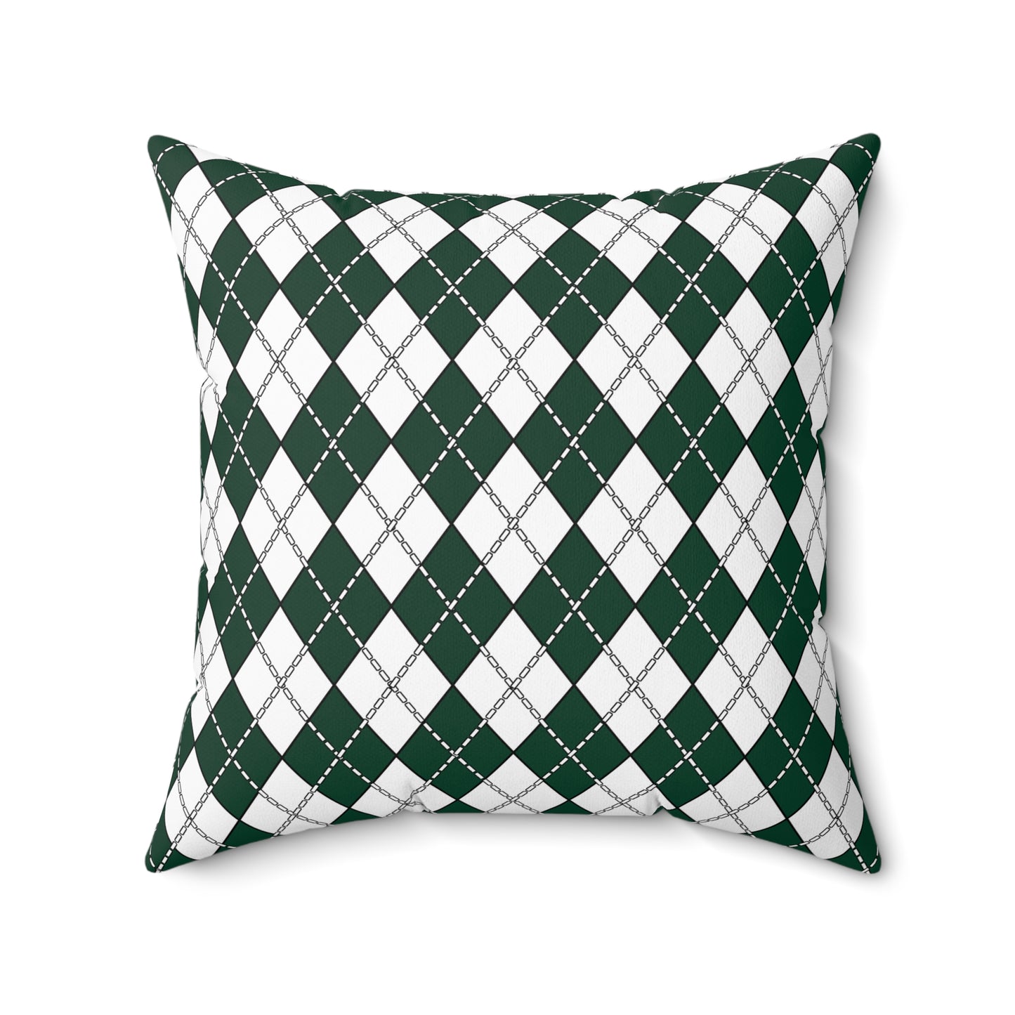 Dark Green, White Retro Argyle Cushion Pillow