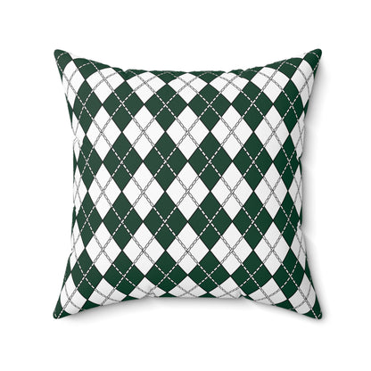 Dark Green, White Retro Argyle Cushion Pillow