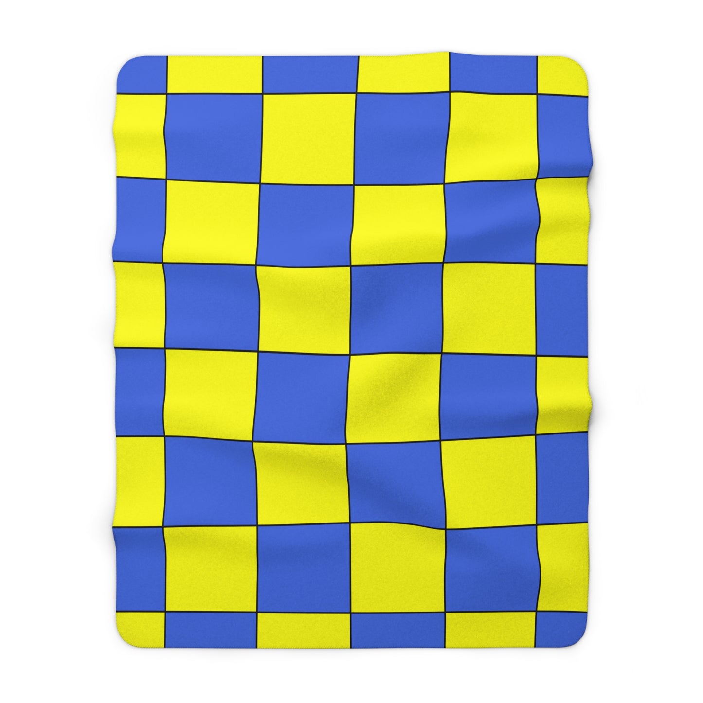 Royal Blue, Yellow Retro Check Blanket Throw
