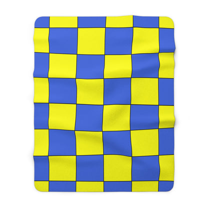 Royal Blue, Yellow Retro Check Blanket Throw