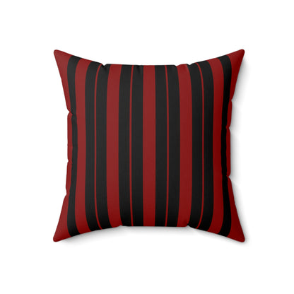Dark Red, Black Retro Stripes Cushion Pillow