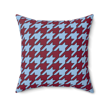 Claret, Blue Retro Houndstooth Cushion Pillow