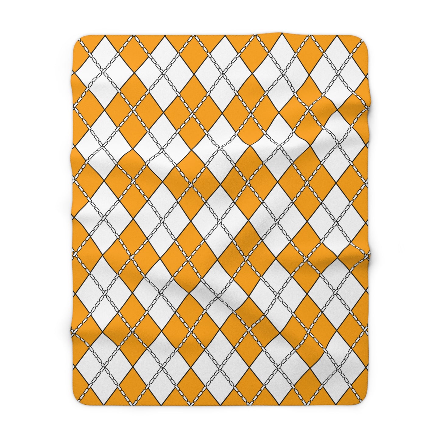 Orange, White Retro Argyle Blanket Throw