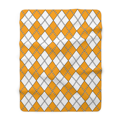Orange, White Retro Argyle Blanket Throw