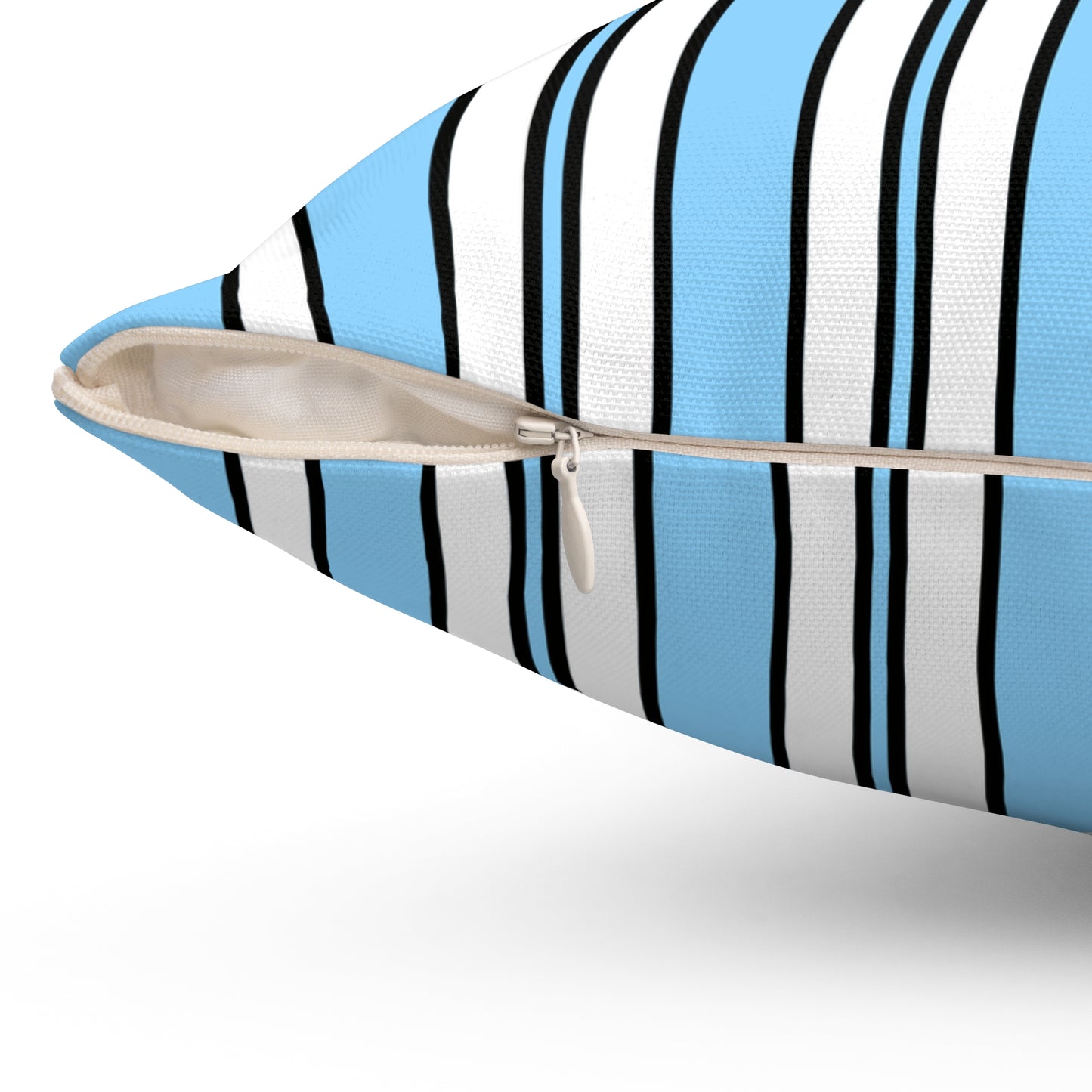 Light Blue, White Retro Stripes Cushion Pillow