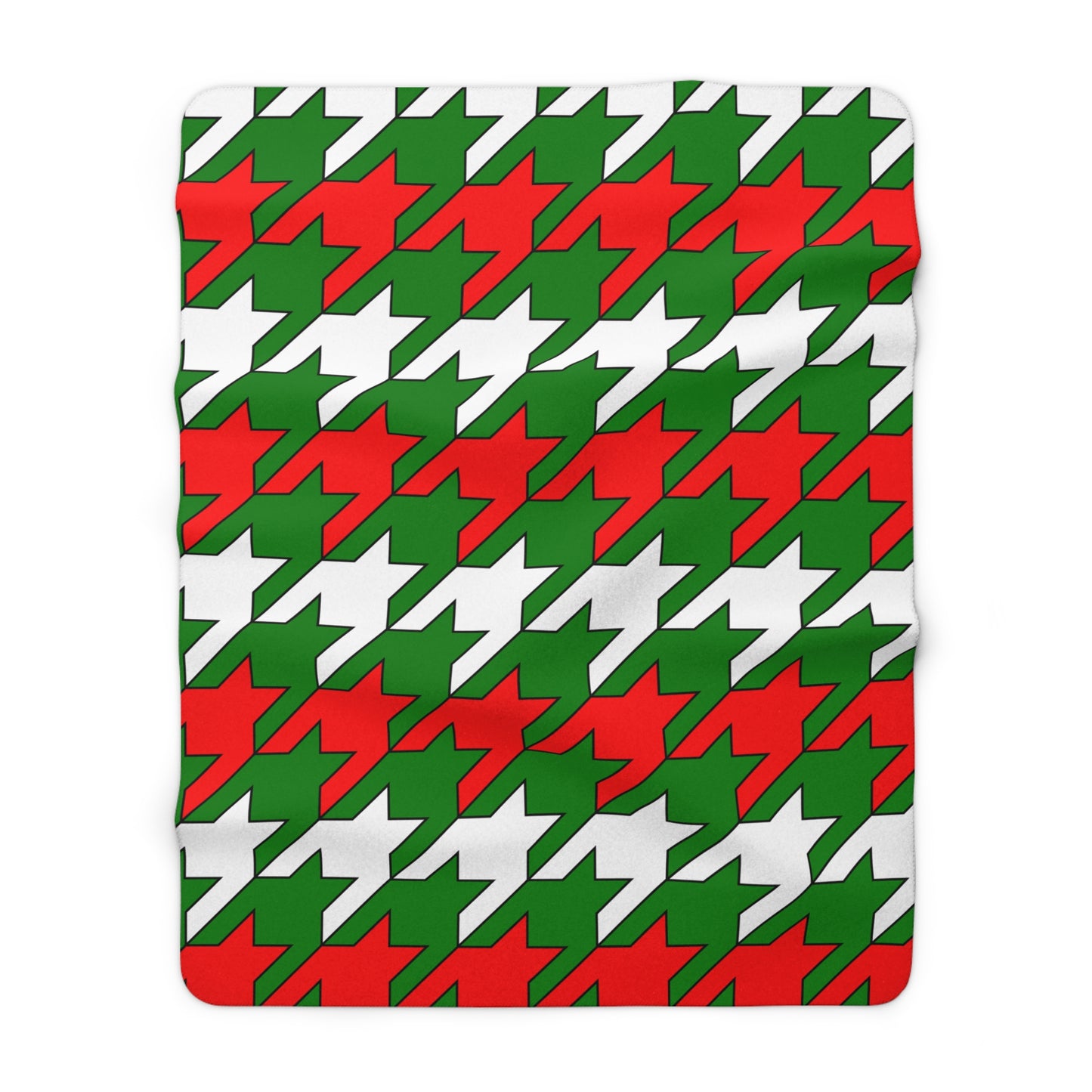 Green, White, Red Retro Houndstooth Blanket Throw