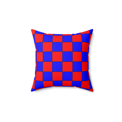 Blue, Red Retro Check Cushion Pillow