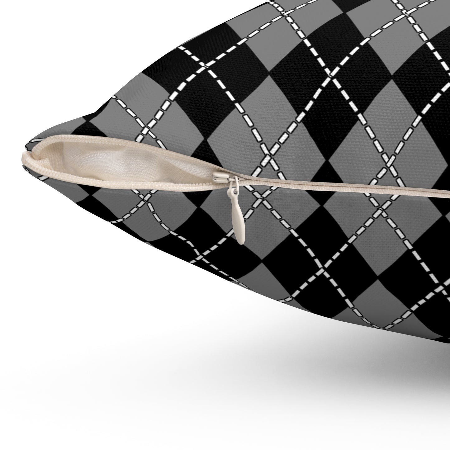 Grey, Black Retro Argyle Cushion Pillow