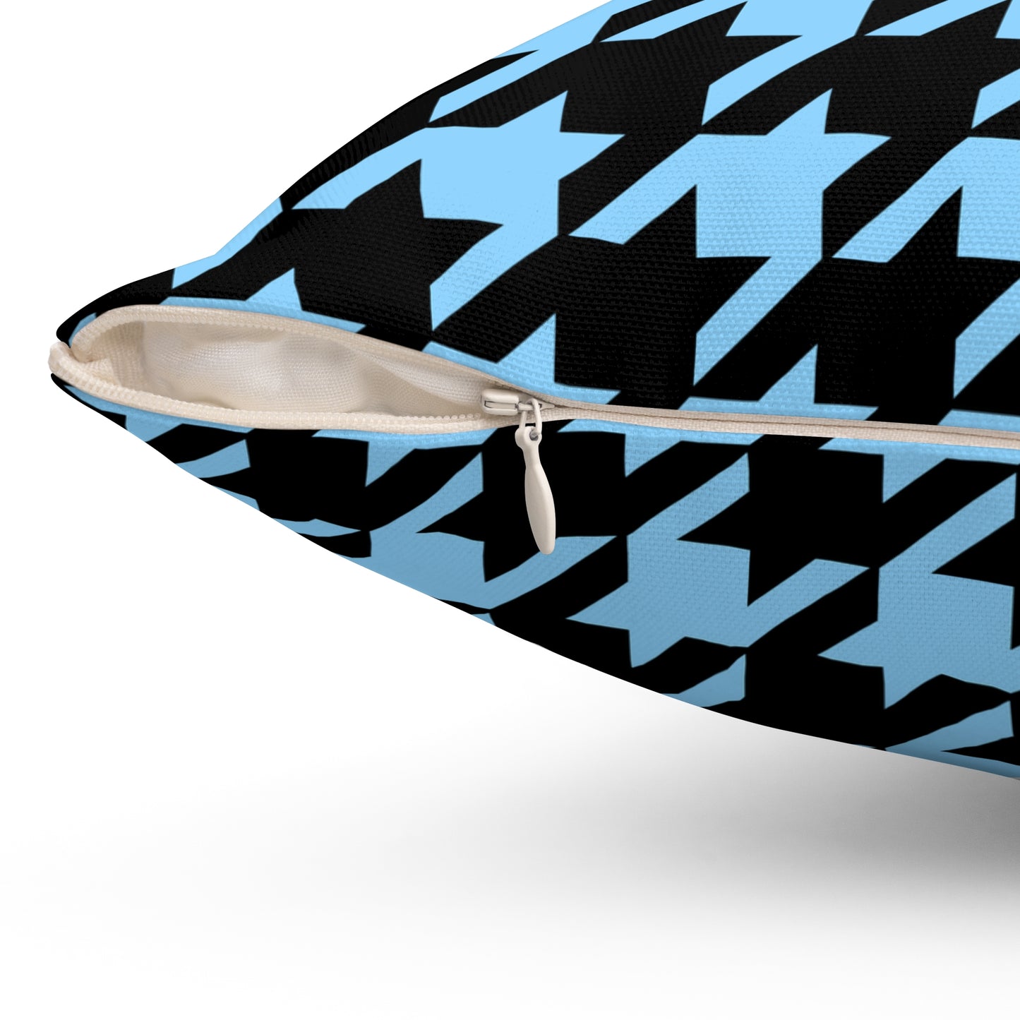 Light Blue, Black Retro Houndstooth Cushion Pillow