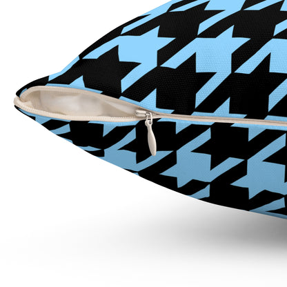 Light Blue, Black Retro Houndstooth Cushion Pillow