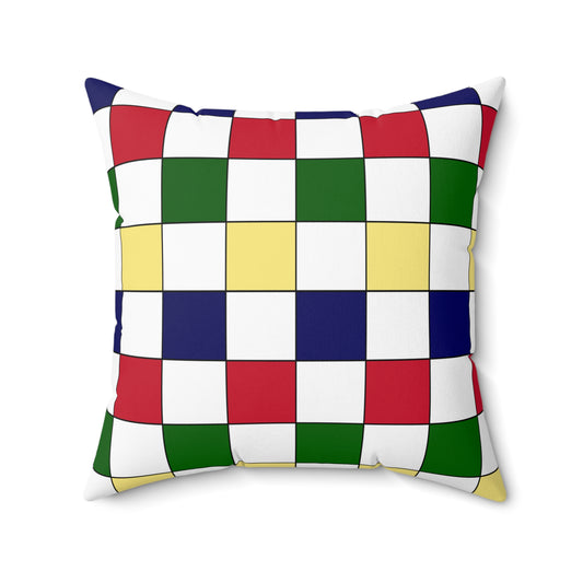 British Indian Ocean Territory Retro Check Cushion Pillow