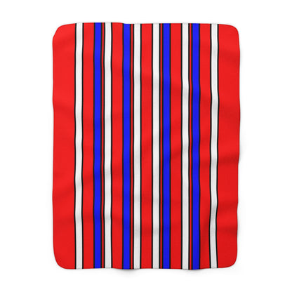 Red, White, Blue Retro Stripes Blanket Throw