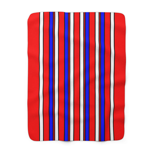 Red, White, Blue Retro Stripes Blanket Throw