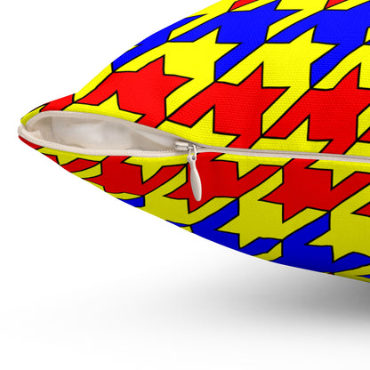 Yellow, Blue, Red Retro Houndstooth Cushion Pillow