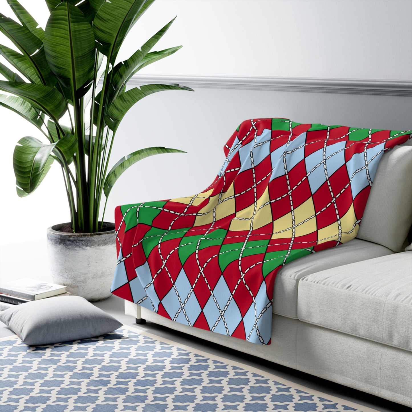 Eritrea Retro Argyle Blanket Throw