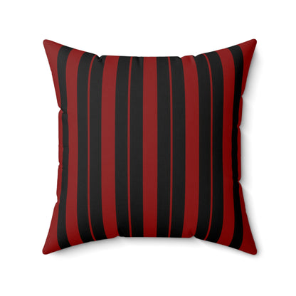 Dark Red, Black Retro Stripes Cushion Pillow