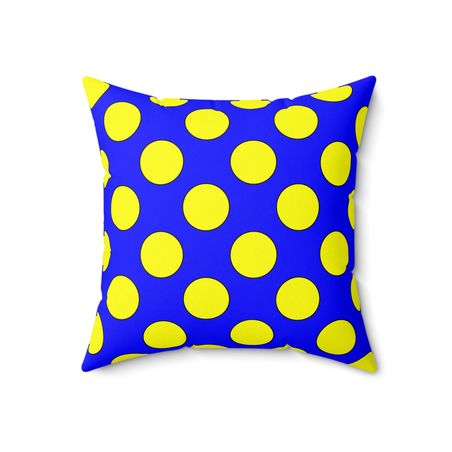 Blue, Yellow Retro Polka Dots Cushion Pillow