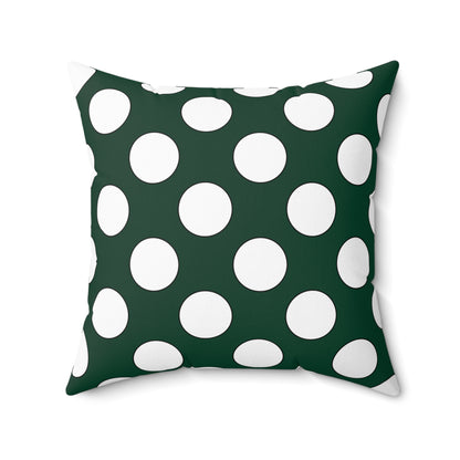 Dark Green, White Retro Polka Dots Cushion Pillow