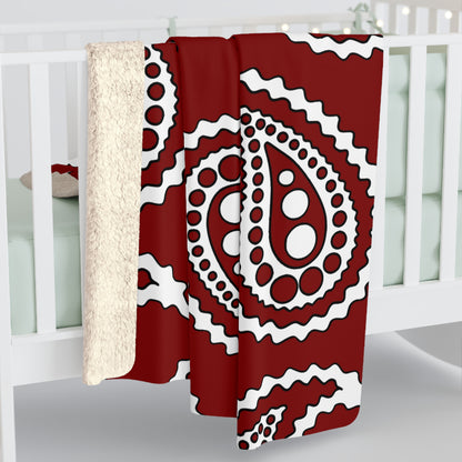 Maroon, White Retro Paisley Blanket Throw