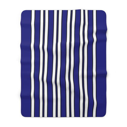 Navy Blue, White Retro Stripes Blanket Throw