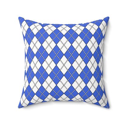 Royal Blue, White Retro Argyle Cushion Pillow