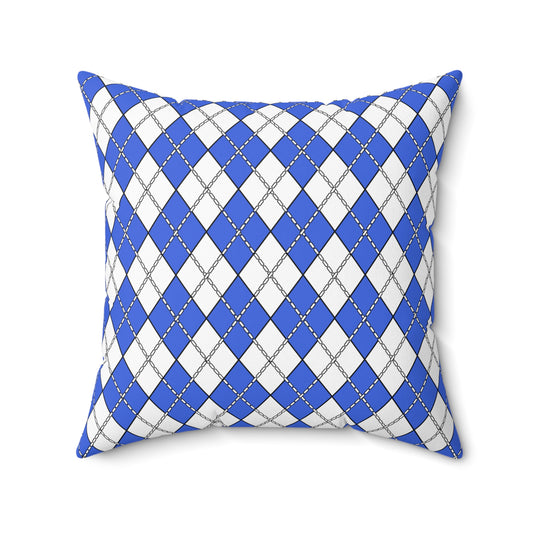 Royal Blue, White Retro Argyle Cushion Pillow