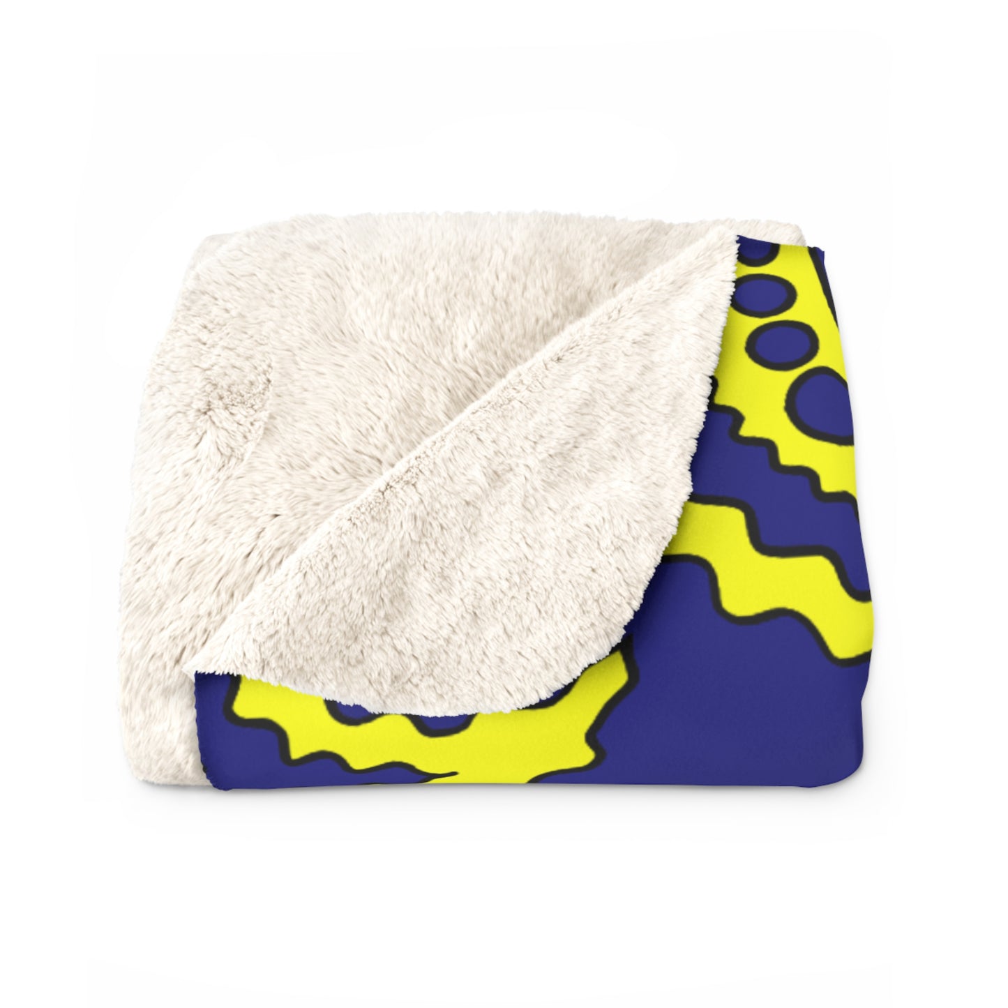 Navy Blue, Yellow Retro Paisley Blanket Throw