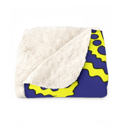 Navy Blue, Yellow Retro Paisley Blanket Throw