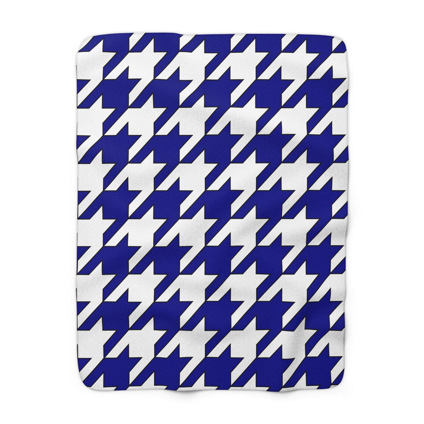 Dark Blue, White Retro Houndstooth Blanket Throw