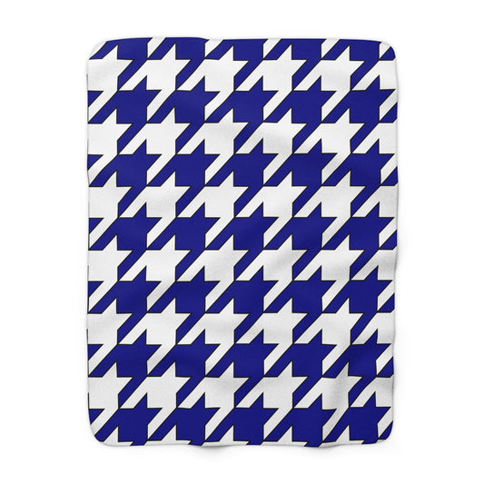 Dark Blue, White Retro Houndstooth Blanket Throw