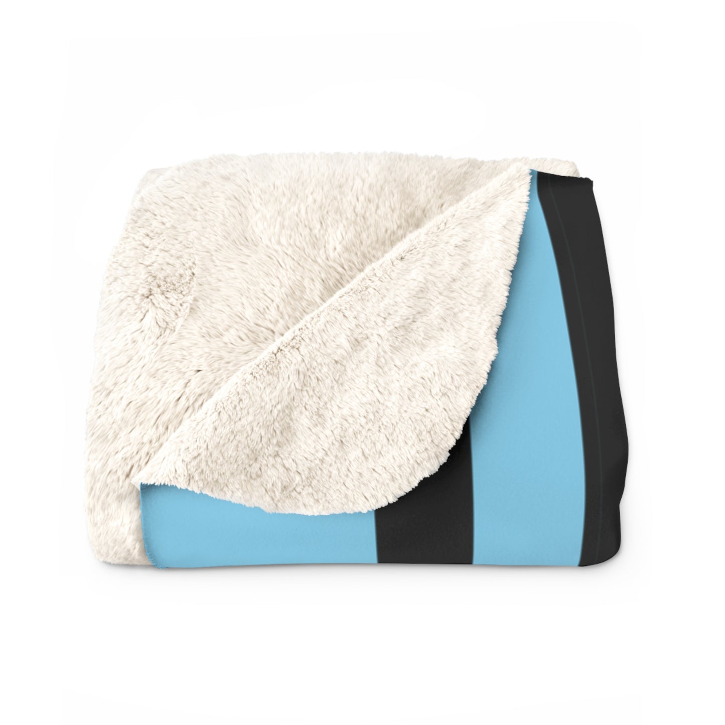 Sky Blue, Black Retro Stripes Blanket Throw