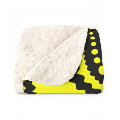 Yellow, Black Retro Paisley Blanket Throw