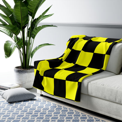 Yellow, Black Retro Check Blanket Throw