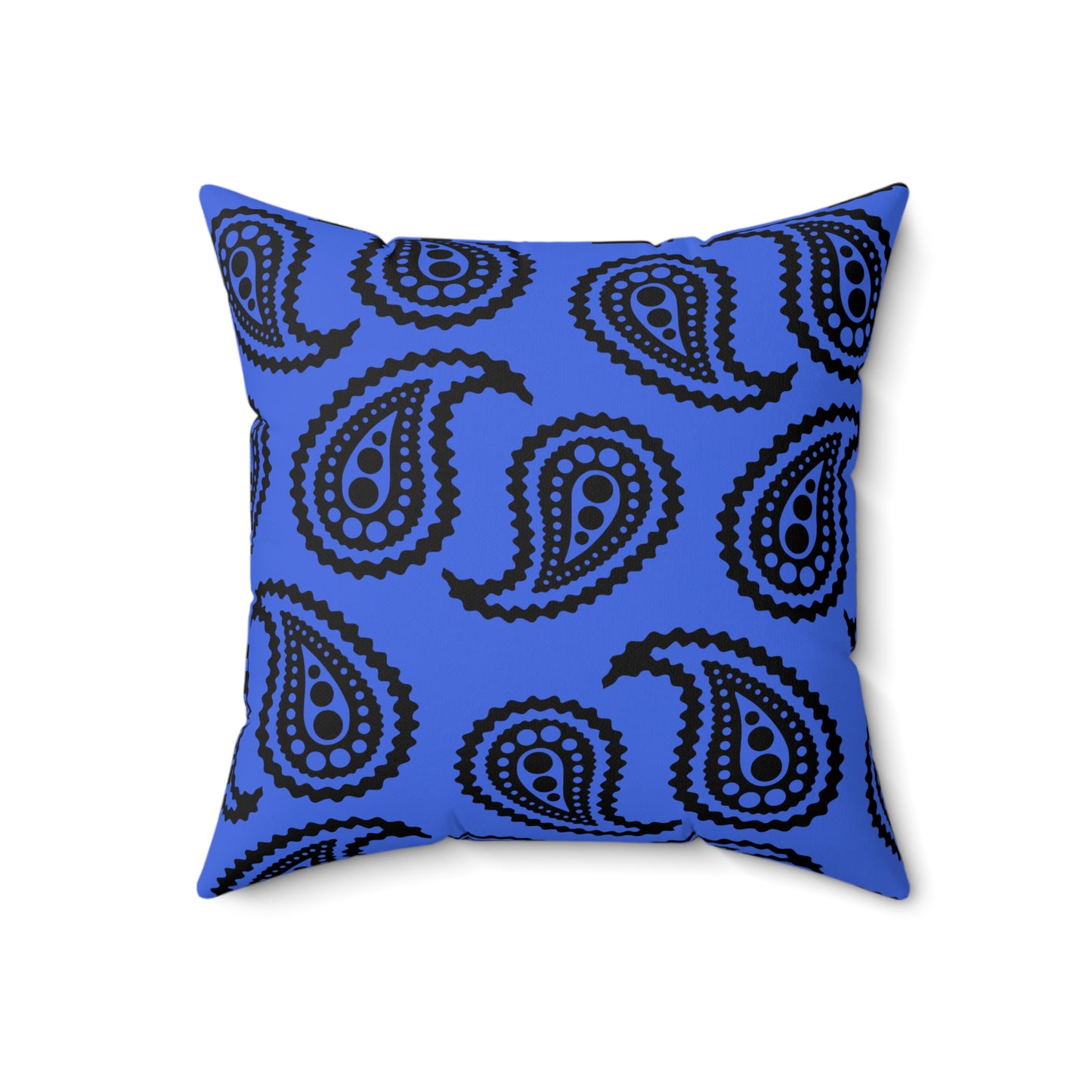 Royal Blue, Black Retro Paisley Cushion Pillow
